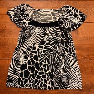 Y2K Babydoll Animal Print Top